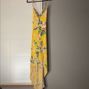 NWT Yellow Tropical Print Hi Low Express Dress!